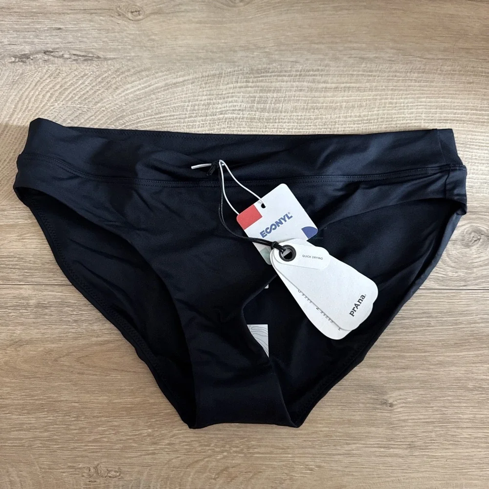 prAna Summer Wave‎ Bottom Bikini Swim Poolside Neutral Minimal Black Size Small